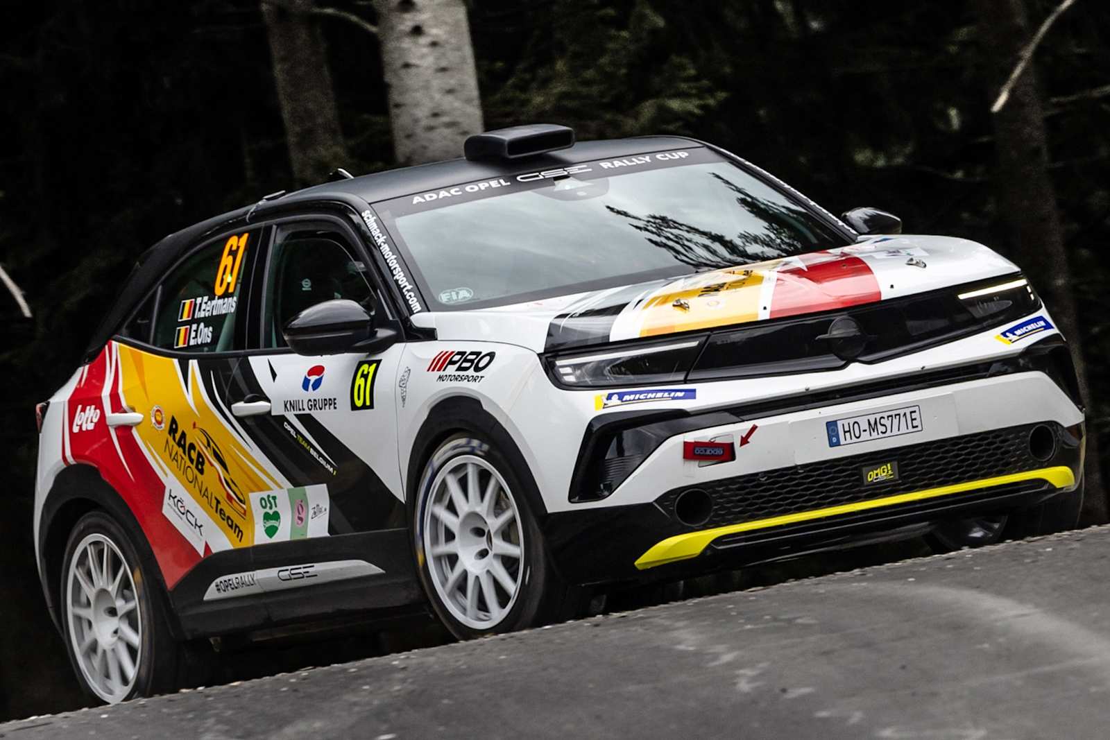 Thyrsa Eertmansin Mokka GSE Rally Rallye Weizin metsäisellä erikoiskokeella. Kuva: ADAC.