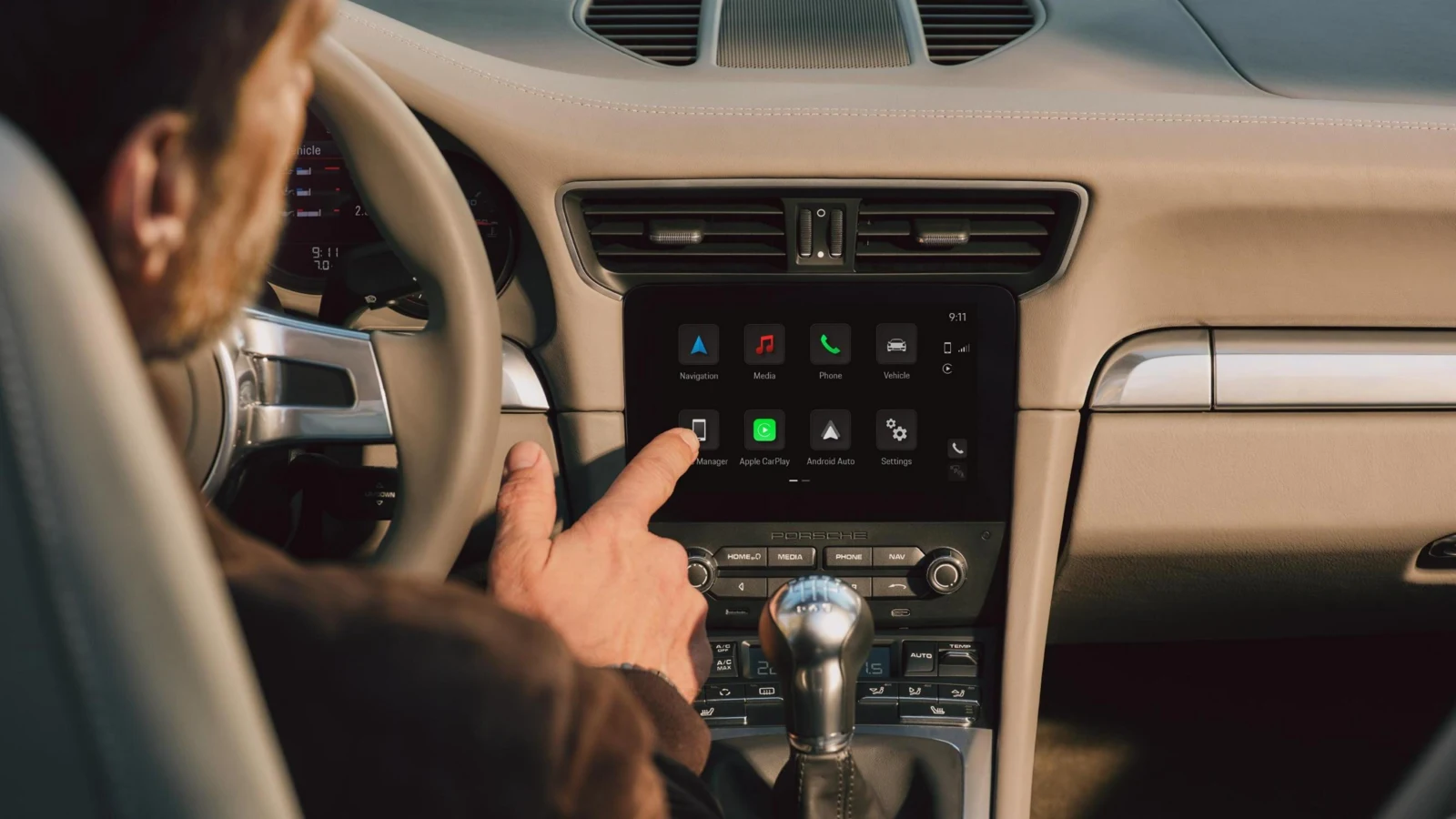 PCCM Plus -järjestelmän käyttöliittymän yksityiskohta 991-sukupolven 911:ssä. Kuva: Porsche AG.