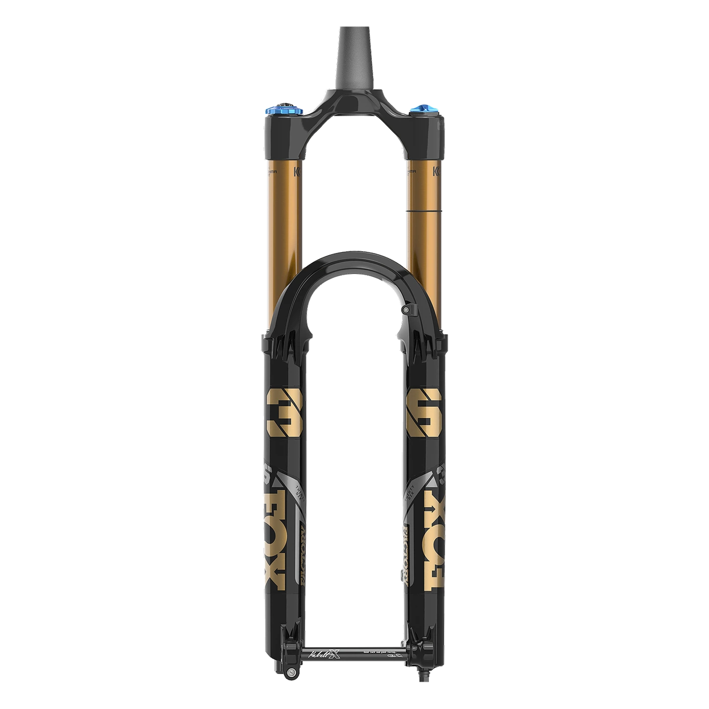 FOX 36 Factory GRIP X ja Kashima-pinnoitteiset liukuputket. Valmistajan mallikuva. R.XX Ultran keulassa on 160 mm joustoa. Kuva: FOX.